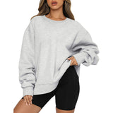 Women's Y2K Grunge Loose Pullover Sweatshirts Letter Print Casual Thickened Long Sleeve Tops Autumn Hoodie Streetwear-Outfit