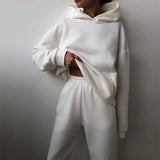 Toloer 2024 Women's Solid Color Casual Fashion Pants And Thick Long-Sleeved Hoodie Hoosuit For