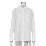 Toloer Spring 2023 Long-Sleeved Double Pocket Shirt Fashion Design Sense Niche White Shirt Top-Outfit