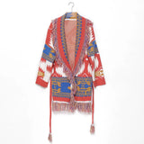 Bohemian Jacquard Tassel Cashmere Sweater Coat Women Wool Fashion 2020 Autumn Winter Sweater Cardigan Jacket