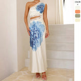 Sexy Dress Holiday Dress Pure Color Print With Skirt Dress Summer Women's Sense Women's