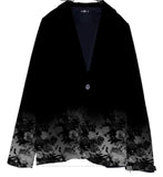 Women's Suit Collar Button Pocket Fashion Floral Print A Buckle Small