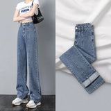 Toloer Wide-Leg Jeans For Women's 2024 New Looks Slim, Loose, Straight Pants-Outfit