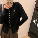 And Winter New Christmas Red Bow Knitted Cardigan Women's Korean Version Shows The Temperament Of Short Style Thin Sweater-Outfit