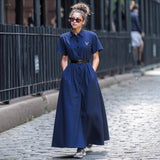 Women's Denim Solid Color Dress Fashion New Short