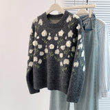 Toloer Autumn And Winter Heavy Industry Flowers Women Knitted Cardigan Fashion Women Sweet Sweater Women Coat
