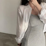 Solid Color Back Tie Cropped Blouse-Outfit