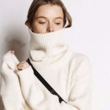 Autumn Winter Women Knited Turtleneck Cashmere Sweater Red Thick Pullover Fashionable Warm Knitwear Long Sleeve Loose