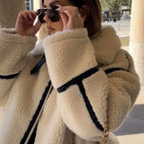 Winter New Women's Street Fashion Locomotive Lamb Wool Coat W091