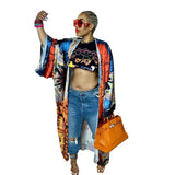 Ups Women Coat Beach Print Floral Long Coats Open Stitch Full Sleeve Loose Casual Elegant Knee Length Outerwear 2024-Outfit