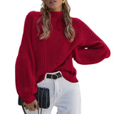 2025 New Loose Half-High Collar Knitwear Women's Solid Color Turtleneck