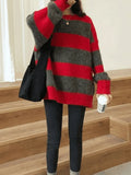 Oversized Stripe Pullover Sweater-Outfit