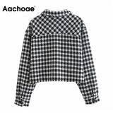 2022 New Arrival Houndstooth Jacket Women Chic Tassel Pocket Coat Lady Batwing Long Sleeve Loose Cropped Tops