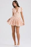 French Sweet Mashed Flower Bubble Sleeve Dress Summer Ballet Dopamine Wearing Waist Babes A