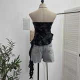 Camouflage Brat Vest Female Niche Irregular Ribbon Hole Babes Y2k Sleeveless Top