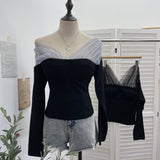 Shooting Holiday Wind Hanging Neck Collar Collar Tidling Strap Sling Vest Tie Mesh Yarn Short Sleeveless Top