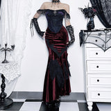 Summer New Fashionable Sexy Hot Girl Dress Dark Gothic Temperament Slim Buttocks Fishtail Skirt-Outfit