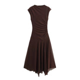 Spring Pure Lust Wind Sexy U-Neck Casual Elastic Waist A-Word Dress