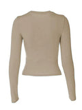 Solid Color Long Sleeve Top-Outfit