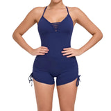 Toloer Hollow Out Beauty Back Side Draw Rope Yoga Jumpsuit Female Dance Fitness Tight Sports Jumpsuit-Outfit