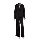 Toloer Wind 2023 New Fashion Casual Vertical Satin Suit Trousers Two Sets Of Women's High-End-Outfit
