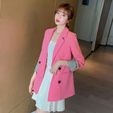Spring And Summer New Korean Solid Color Small Suit Jacket Women's Casual Loose Coat Temperament Small Fragrant Style Suit Trend-Outfit