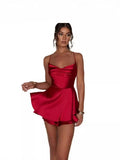 Women's Short Style Xia Xin Style Bare Back Sexy Fashion Satin Satin Dress-Outfit