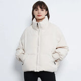 Aachoae Autumn Winter Women Fashion Thick Warm Padded Parkas Coats Female Long Sleeve Pockets Coat Chic Elegant Outerwear