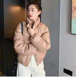 Winter Women Black PU Leather Down Jackets 2021 New Ladies Thick Warm Short Zipper Down Coats Female Stand Collar Chic