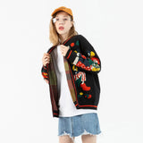 Cartoon Clown Magician Embroidery Sweater Harajuku Retro Style Knitted Sweater Autumn And Winter Cotton Button