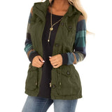 Sleevless Jacket Women Jackets Vest Spring Autumn Vinatge Drawsting Slim Fit Solid Sleeveless Zipper Waistcoat Pocket Vest