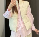 Cable Knit Zipper Puffer Vest-Outfit