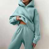 Hoodies Tracksuit Fashion Solid Fleece Oversized Sportswear Jogger Set Winter Long Sleeve Hooded Sweatshirts Suit