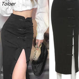 Punk Personality Irregular Hip Package Bodycon Skirt High Waist Party Club Slit Outfits Women Letter Black Vintage