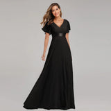 Folding Large Swing Double V-neck Flared Sleeves Elastic