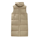 Down Cotton Jacket Vest Women's Medium Long Coat 2024 New Autumn And Winter Vest Through The Knee Horse Clip Thickened-Outfit