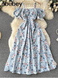 Women Casual Summer Female Fashion Strap Dress Slash Neck Korean Floral Sundress Ladies Lace Party Beach Long