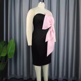 Sexy One-Word Shoulder Dress With Chest-Colored Bow Dress Dress Dress