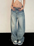 Vintage Washed Mopping Loose Boyfriend Jeans-Outfit