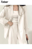 Women Blazer Elegant Fashion Casual Solid Color All-match Turndown Collar Chic Classic Clothing Blazer Spring Autumn NEW