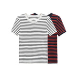 Homemade New Women's Classic Fashion Short Sleeve Striped Knitted T-Shirt