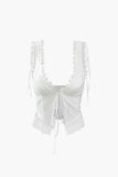 lace trim tank top with tie