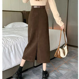 New Autumn And Winter Port Style Retro Skirt Thicker Wicked Skirt Long Bag Hip Skirt Open