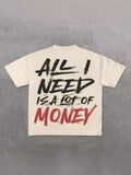 T-Shirt Y2K Hip-Hop Letter Retro Cross Graphic Print Oversized T-Shirt Men's Round Neck Cotton Short-Sleeved Shirt-Outfit