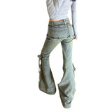 Skirt Jeans Women Autumn Retro Do Old Water Wash High Waist Tie With Horseshoes Super Fire Korean Micro-Rave
