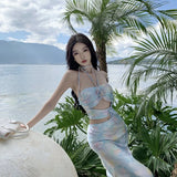 Romantic Hanging Neck Style Rose Flower Hollow-Out Dress Elegant Sexy Strapless Slim Dress-Outfit