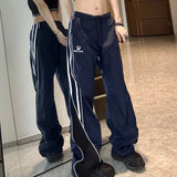 Patchwork Striped Baggy Sweatpants-Outfit