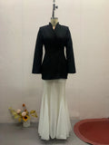 Women's New Splicing Show Body Temperament Fashion Black Sleeve Long-Sleeved