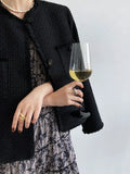 Pocket Tweed Jacket Gray Black Autumn Elegant Women's Spring New Tassel