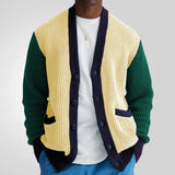 And Winter Young Men's Knitted Shirt Hot Hit-Colored Cardigan Sweater Coarse Knit Coat